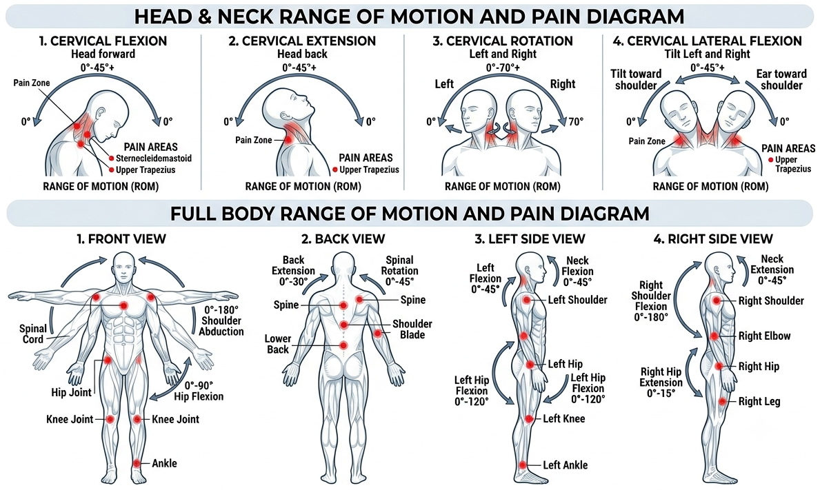 Range of Motion and Pain Diagram
